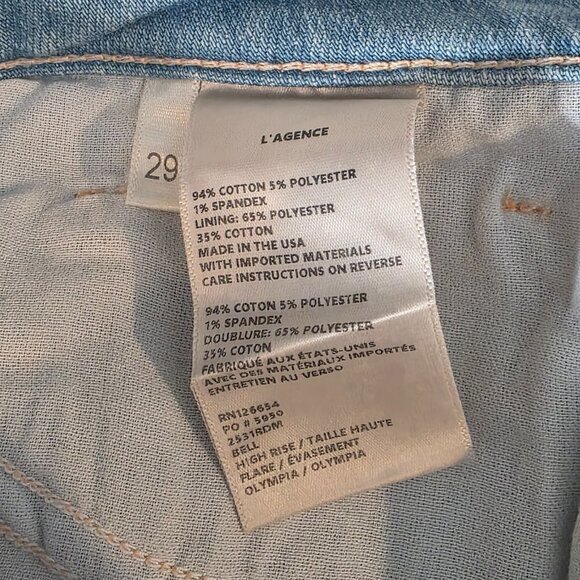 NWOT: L' Agence Bell High Rise Flare Jeans Size 29 - Picture 9 of 9
